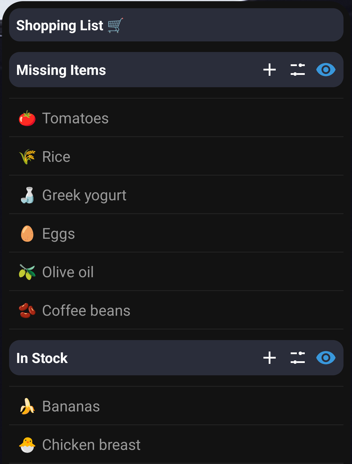 NotiZen widget preview showing a shopping list style Notion database view